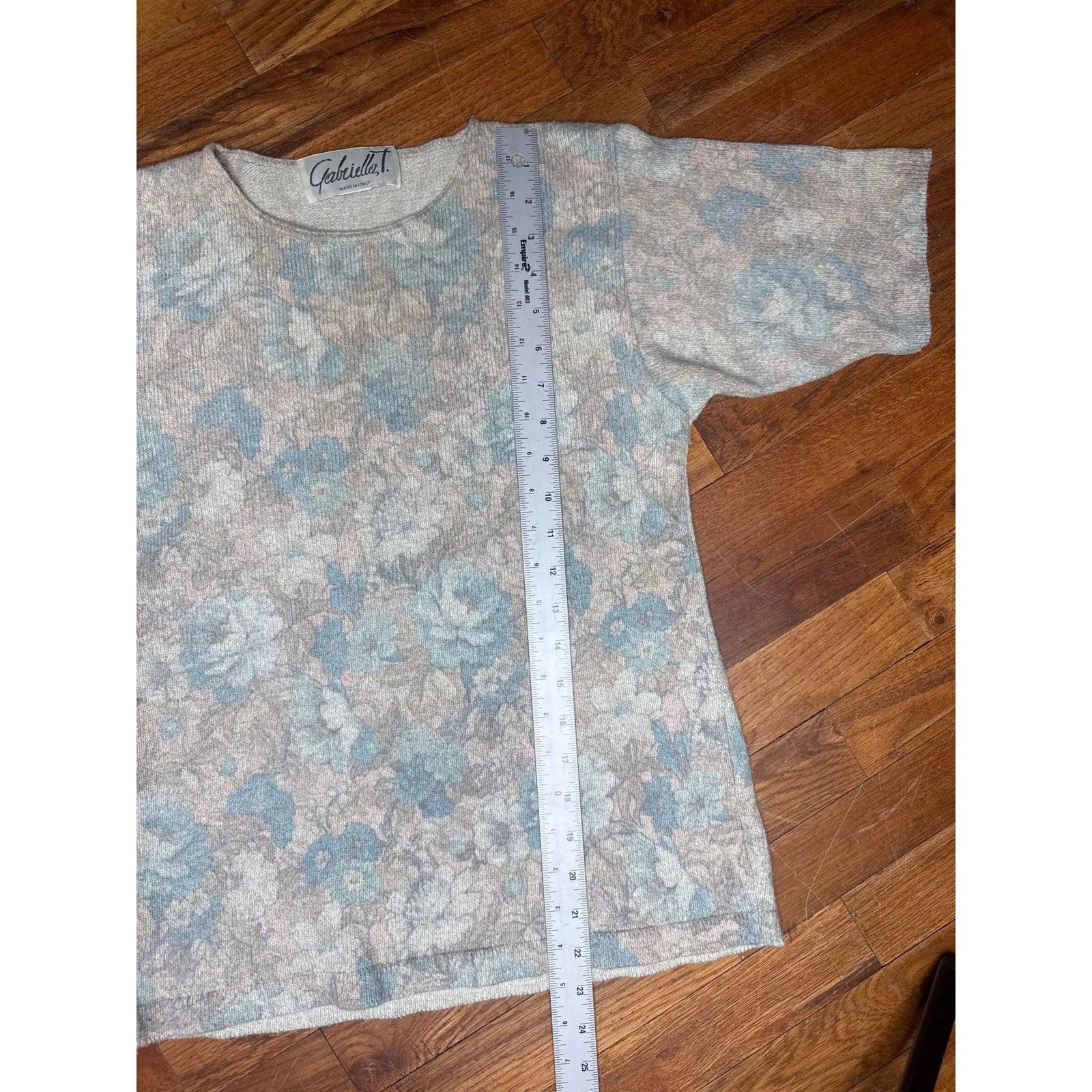 Gabriella T. Made in Italy Cardigan Women’s Small Blue Gray Floral Button Front - Image 7