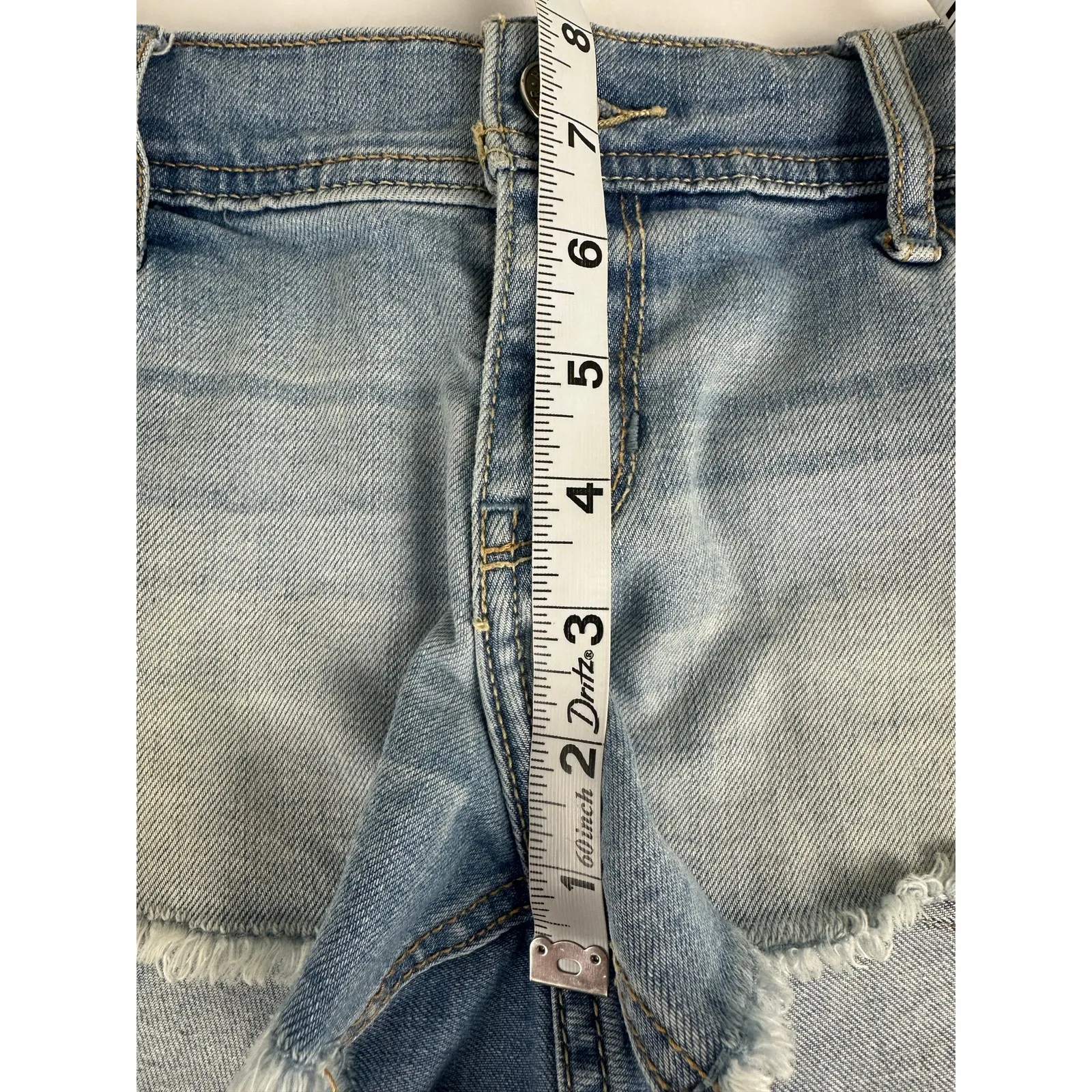 Hollister Size 5 Low-Rise denim micro mini shorts frayed hem embroidered Y2K - Image 5