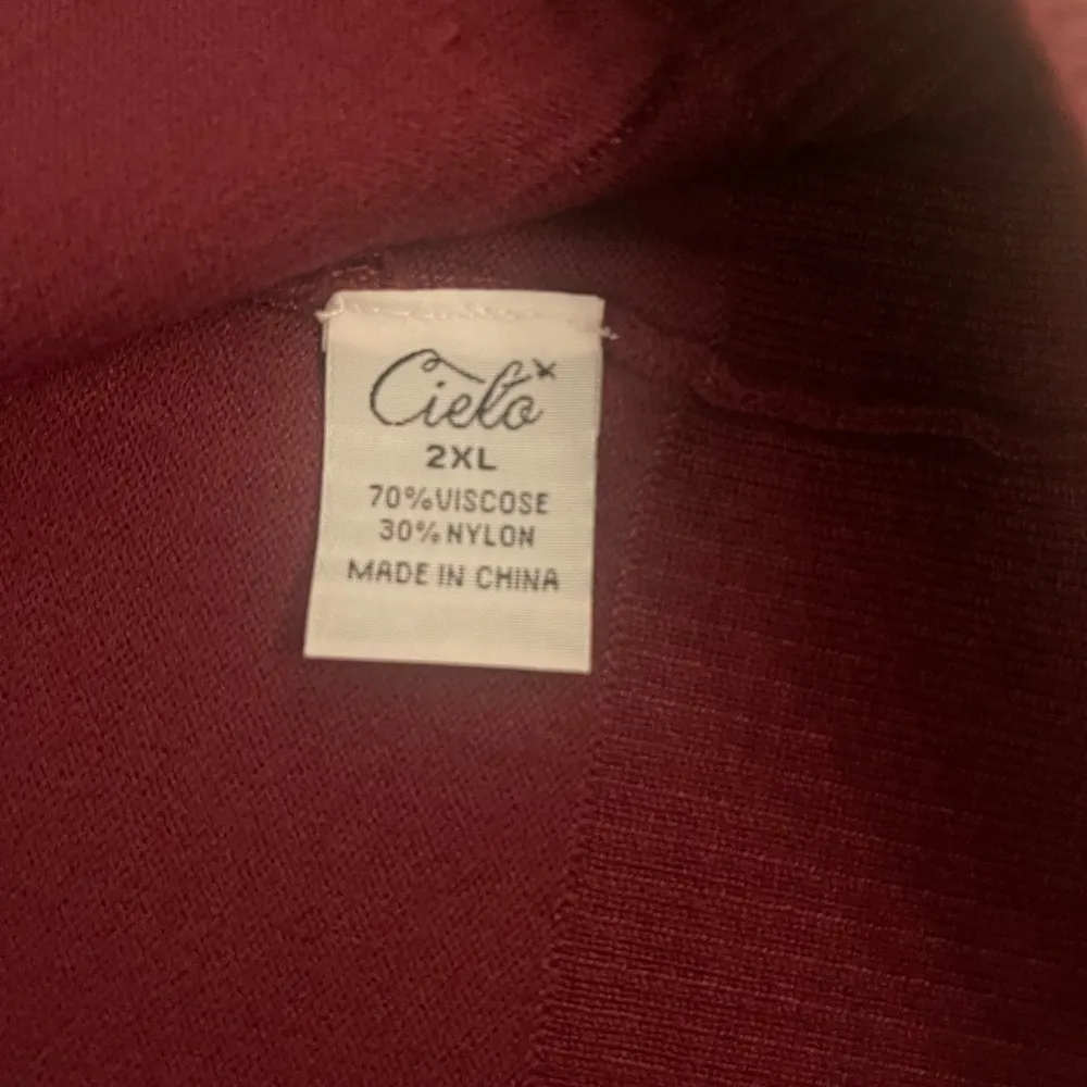 Cielo NWT Women’s Plus Size 2XL Burgundy Open Front Cardigan Front Pockets Knit Red - Image 9