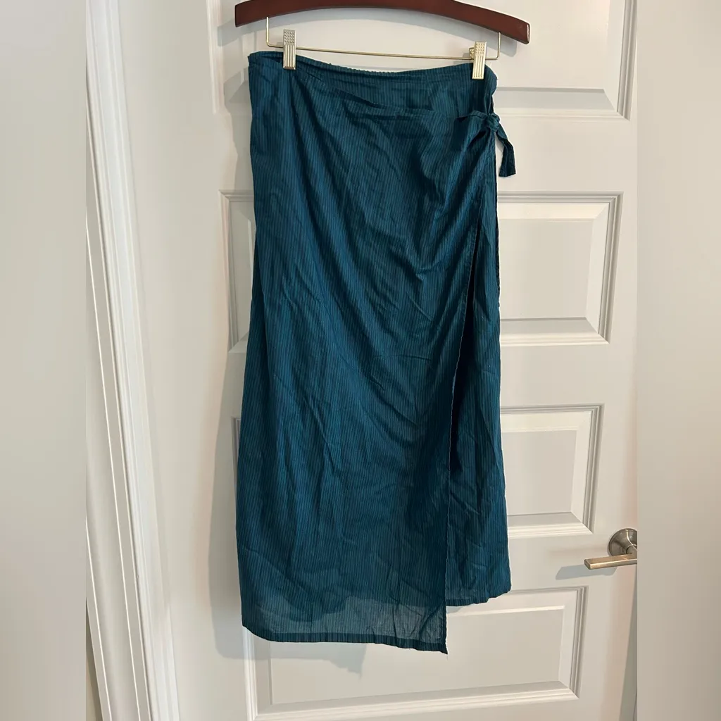 Peruvian Connection  Wrap Maxi Skirt Blue Size 14 - Image 9