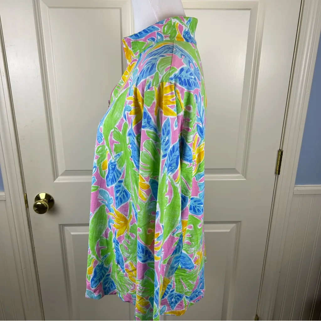 IBKUL Allison Quarter Zip Mock Neck Polo Leaf Print UPF50 Golf Tennis - Image 6