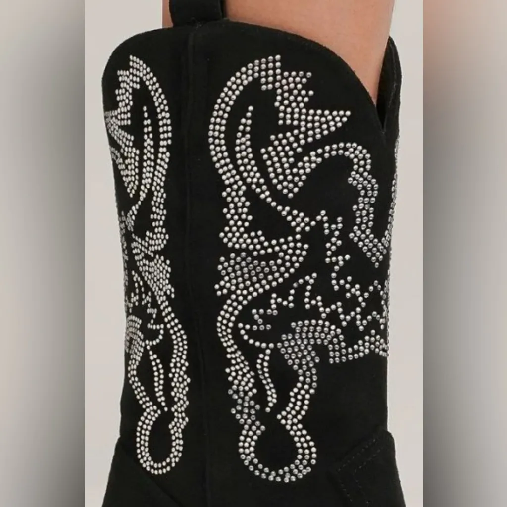 Black Western Embellished Women's Boots Size 8.5 - Image 3