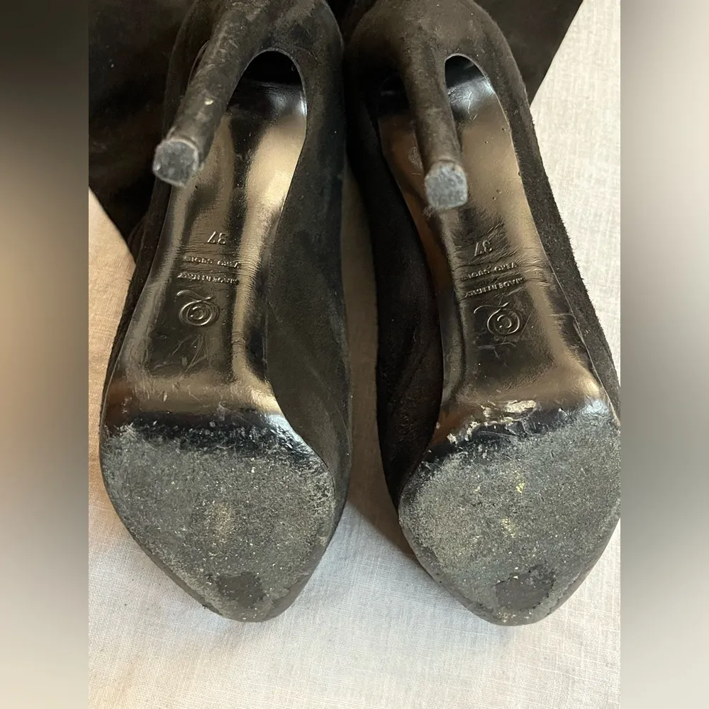 Alexander McQueen Black Suede Knee High Boots - Image 10