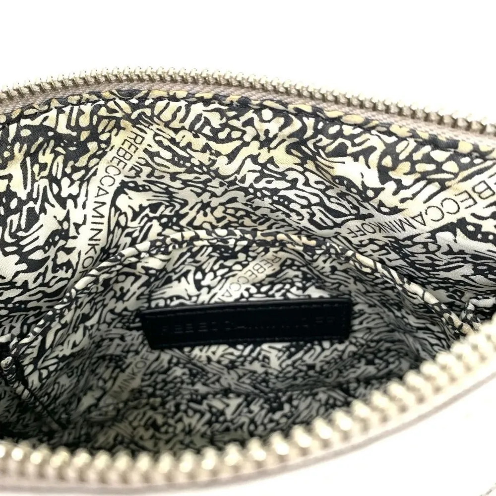 Rebecca Minkoff Pale Gray Moto Leather Three Zip Fringed Crossbody Bag - Image 7