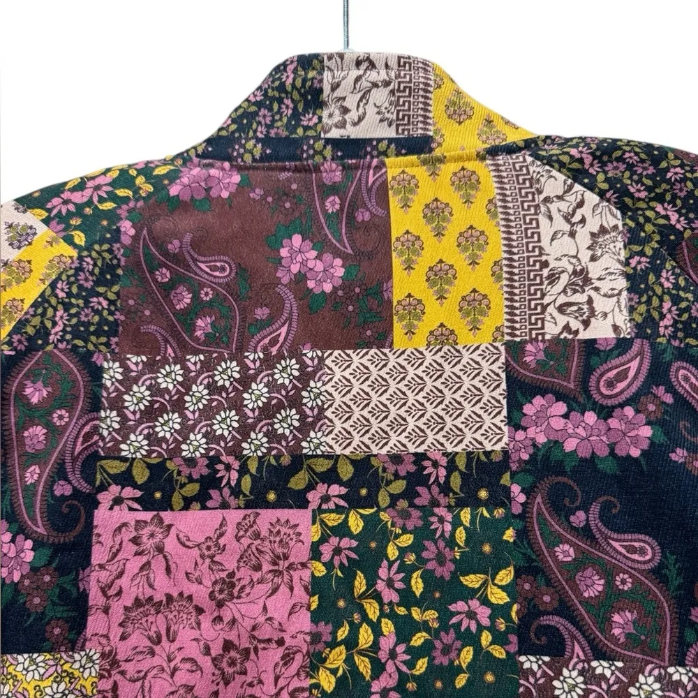 Cider  Patchwork Paisley Quilted Bomber Jacket | Size M Boho Retro Statement Coat - Image 9