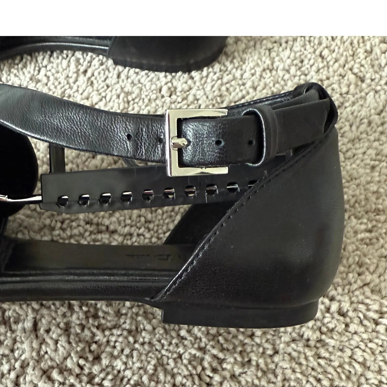 Massimo Dutti Women's Black Leather Criss Cross Strap Ballet Flats Sz EUR 37 - Image 7