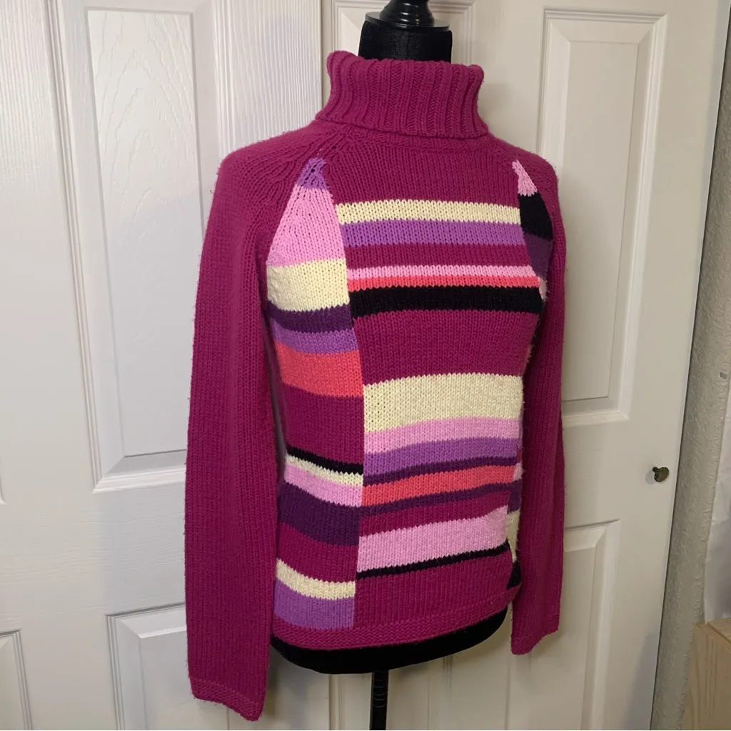 Copper Key Fuchsia Stripped Turtle Neck Sweater - Image 3