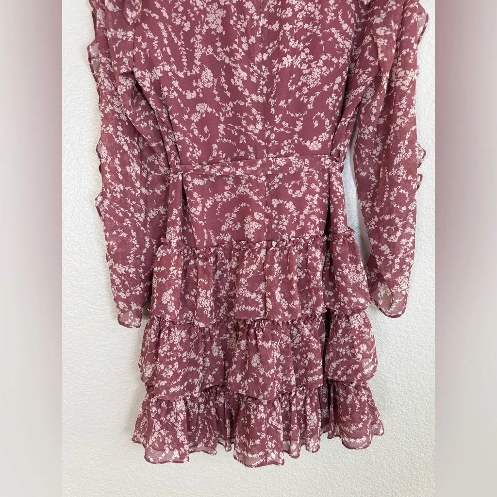 Bardot Alessia Floral Frill Mini Dress in Dusty Pink Ditsy Floral US 10 Large - Image 11