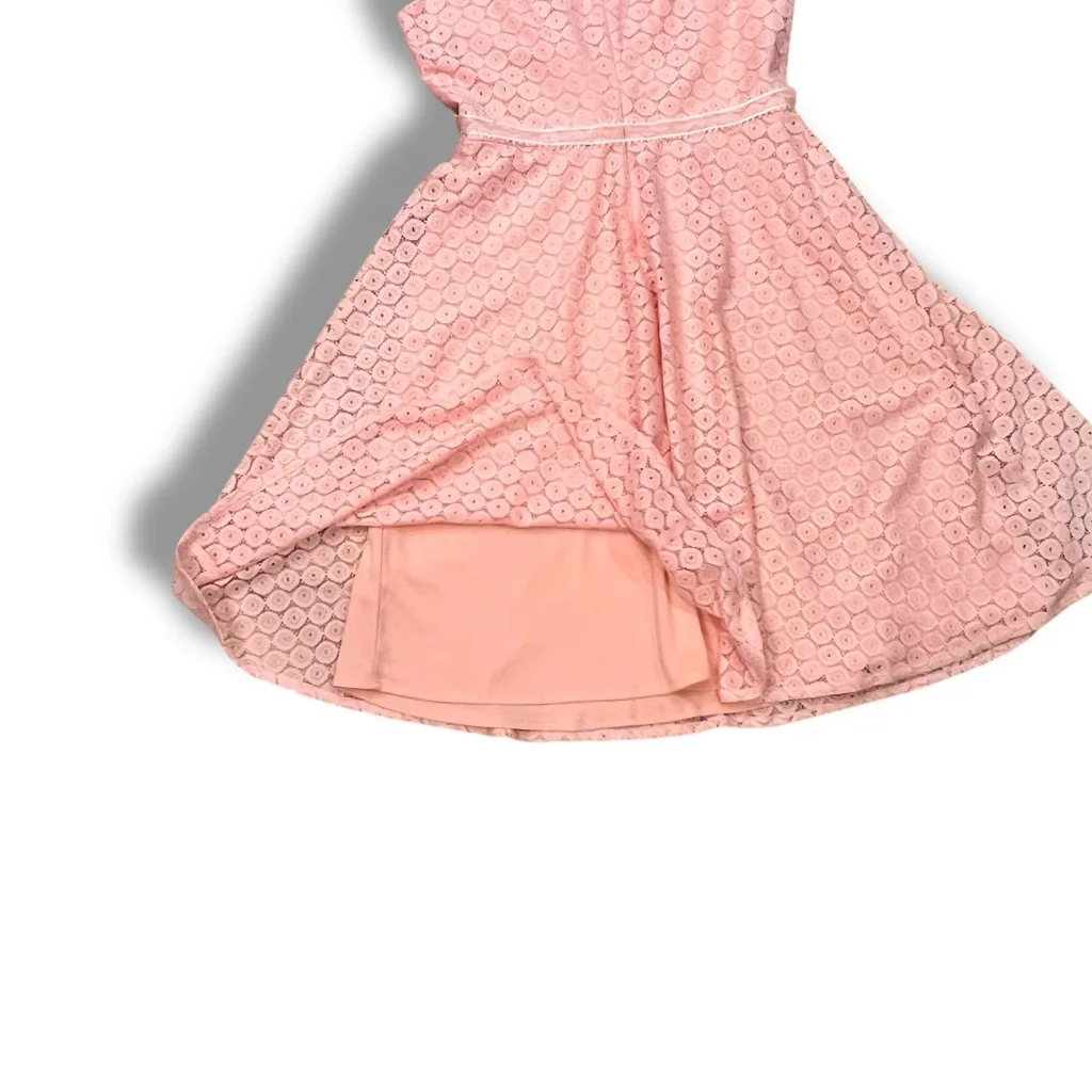 Black Label By Evan-Picone Women Short Sleeve Pink/Peach Lace A-Line Dress Sz 14 - Image 4