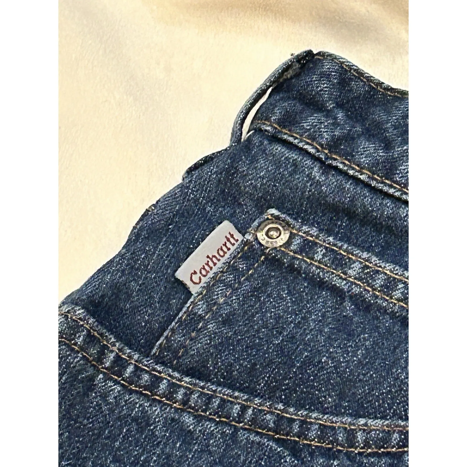 Carhartt Jeans Womens SZ 14 Denim Flannel-Lined‎ Straight Relaxed Fit-30" inseam - Image 5