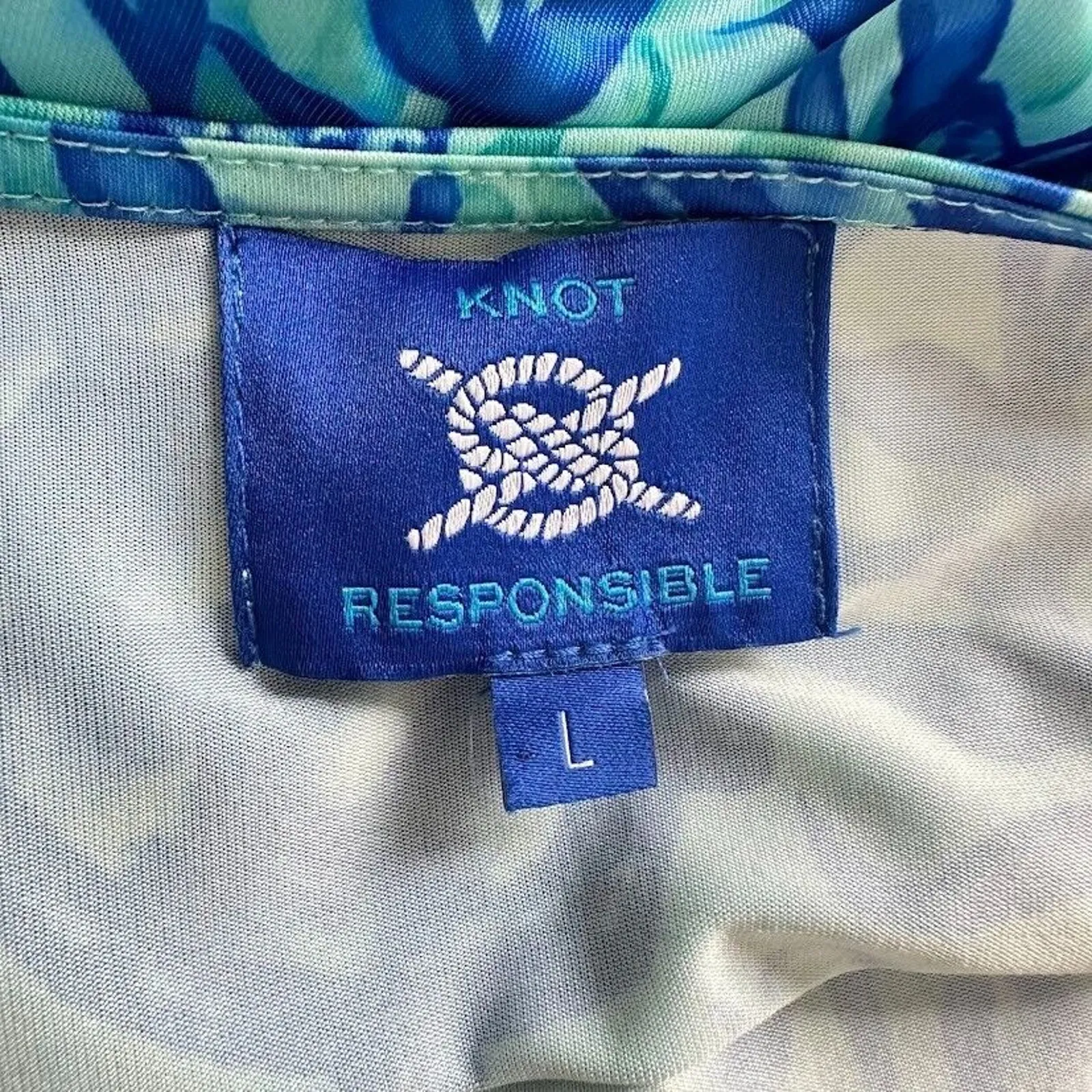 Knot Responsible Shift Dress Coverup Coco Bay Turtle Beach Cruise Travel Blue Size L - Image 5