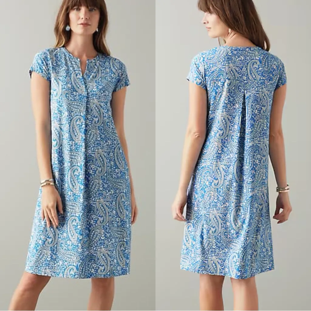 J. Jill Paisley Printed Notched Neck Cotton Blend A - Image 3