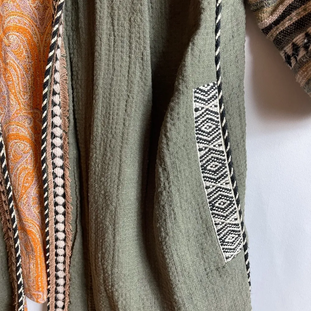Zara Open Kimono With Paisley Silk Lining Size M - Image 6