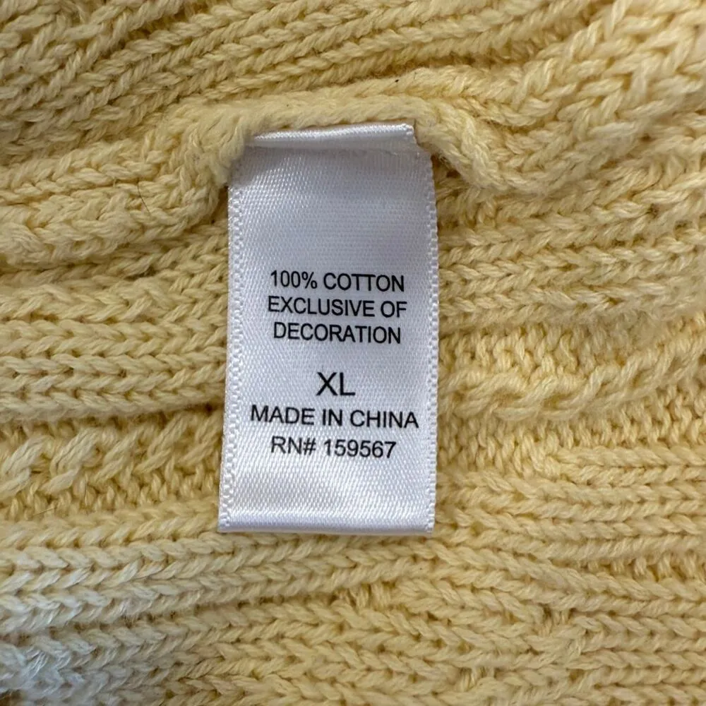 Hazel Moon Tie Front Ribbed Knit Cardigan Sweater Floral Yellow Women's Size XL - Image 6