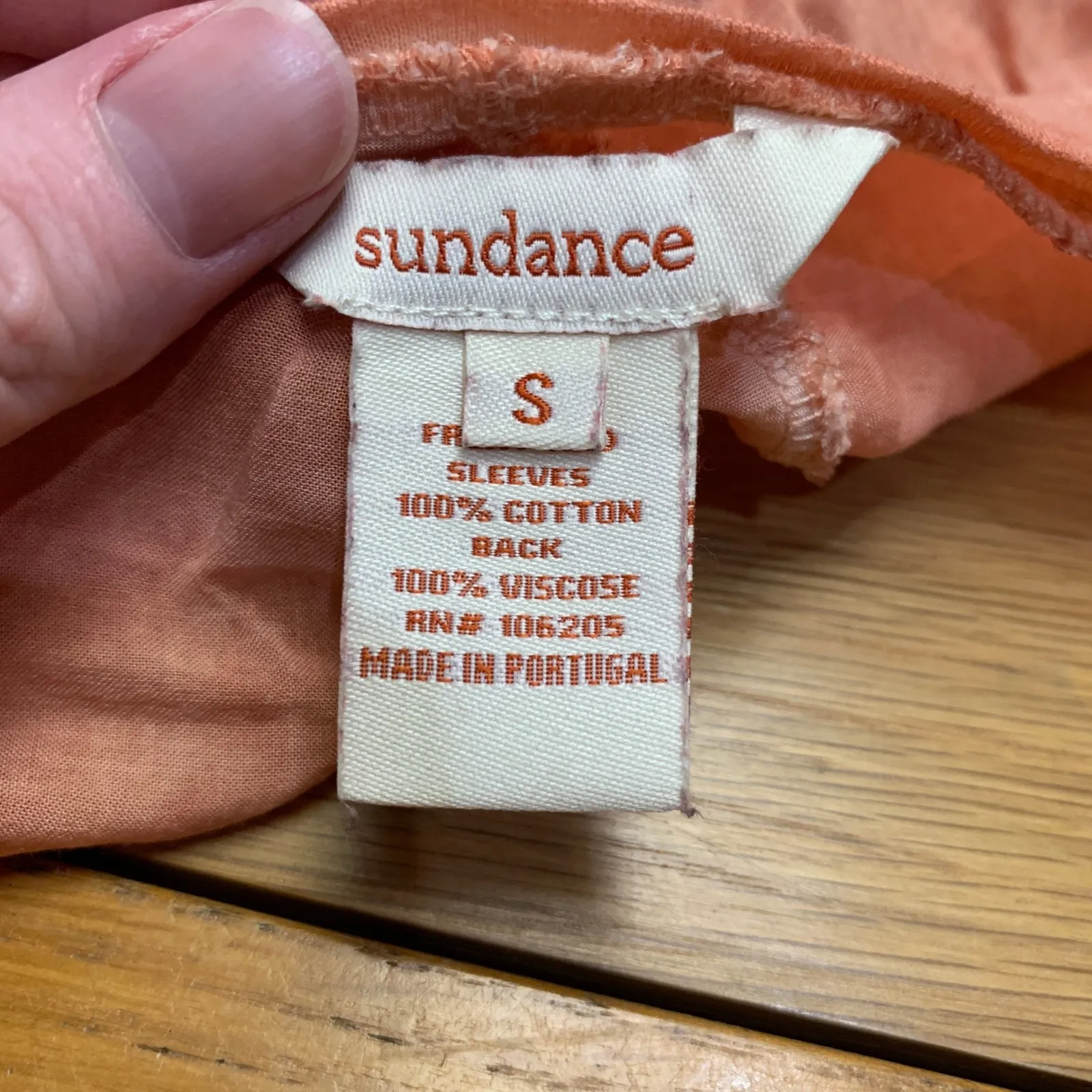 Sundance Tunic Top Coral Pink Long Sleeve High Low Cotton Viscose Size Small - Image 7