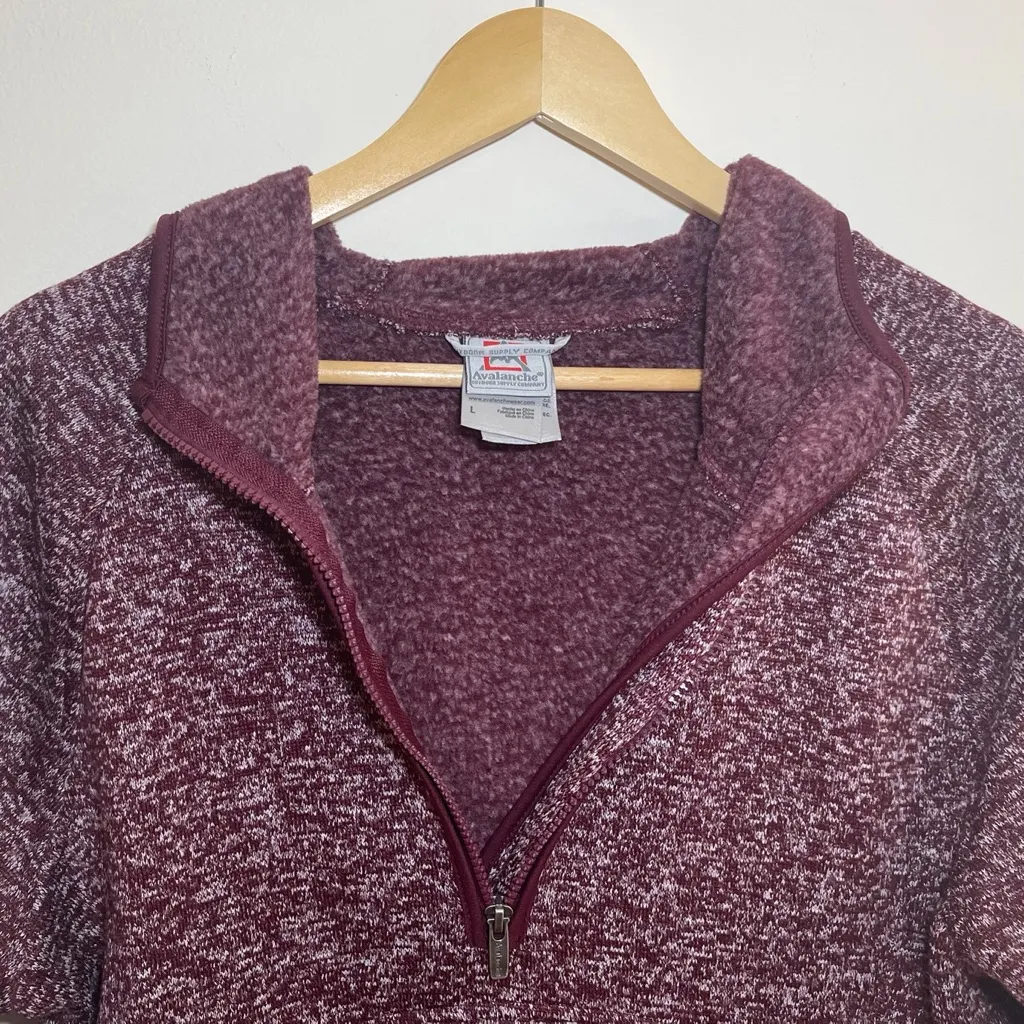 Avalanche | Half-Zip Marled Maroon Hooded Sweatshirt | Large - Image 3