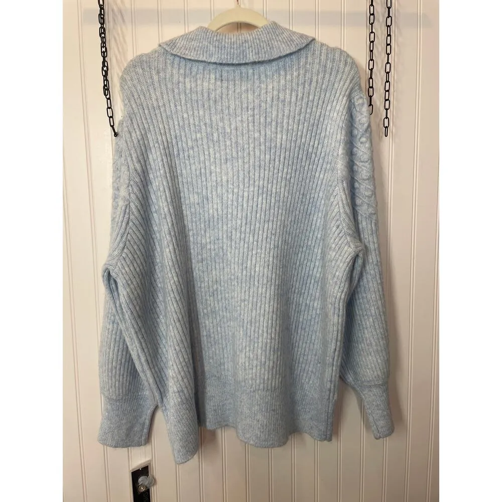 NWT Design365 Blue Ribbed Collared Oversized Pullover Sweater Plus Size 3X - Image 2