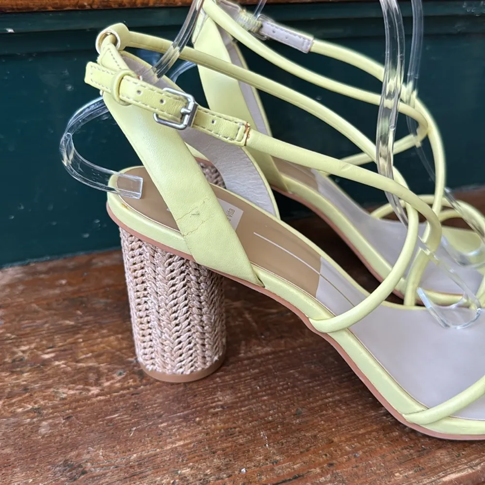 Dolce Vita Strappy Raffia Heeled Sandal 10 Yellow - Image 10