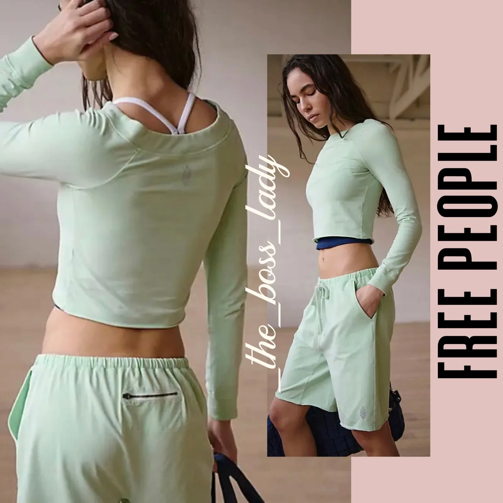 Free People set shorts and crop top co-ord matching set yoga activewear Small - Image 9
