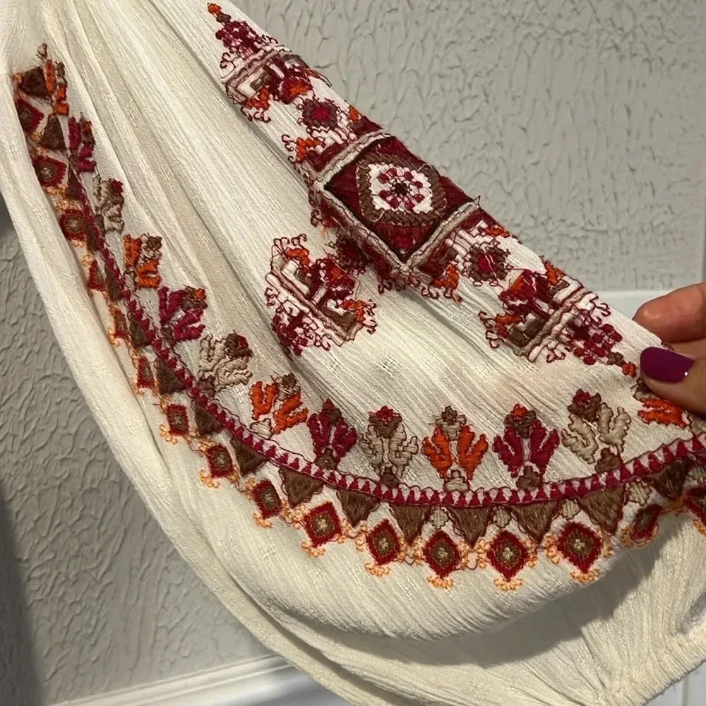 Free People Ariana White and Red embroidered tunic top size X Small - Image 9