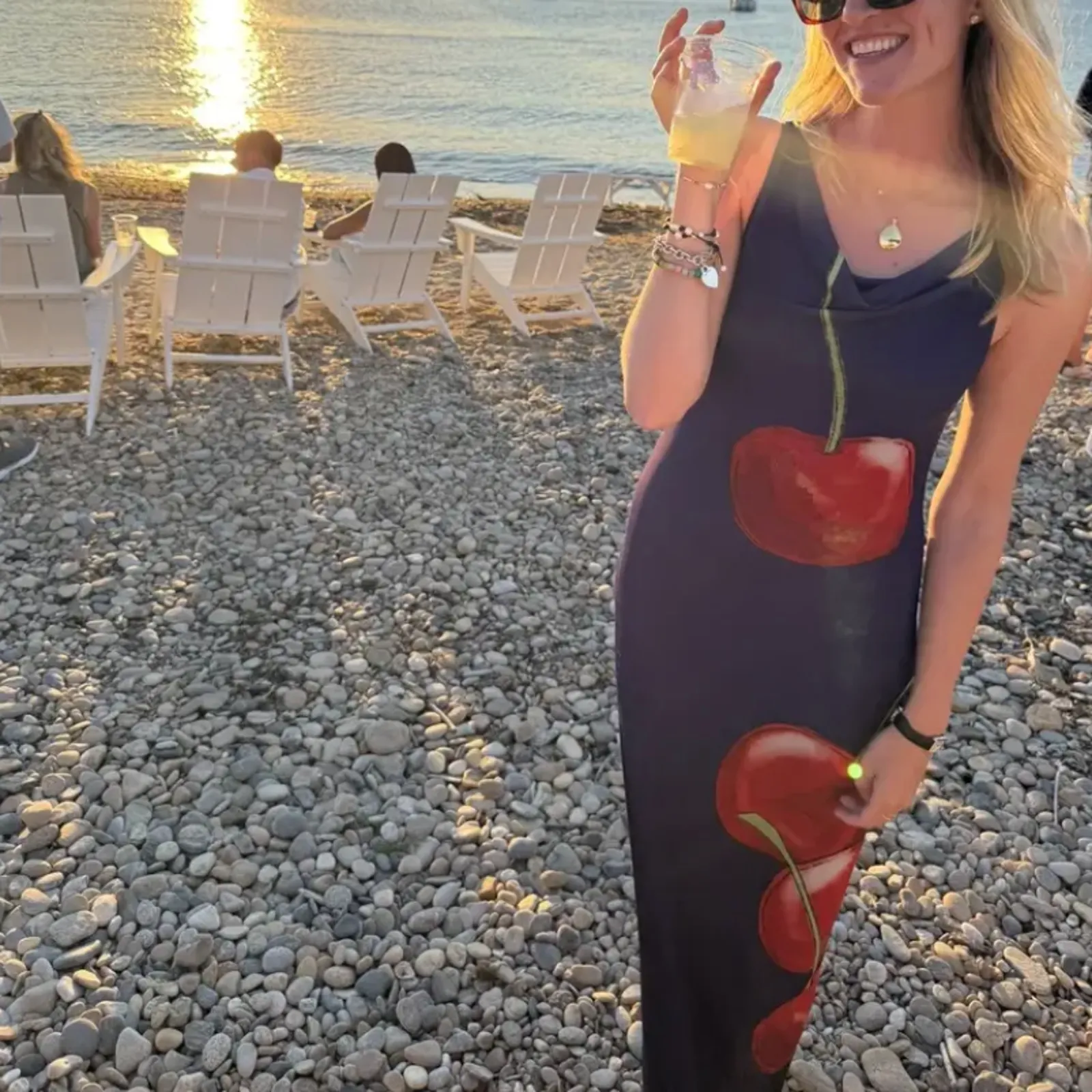 World Purple Cherry Mesh Maxi Dress XL Sleeveless Vacation Designer $400 - Image 5