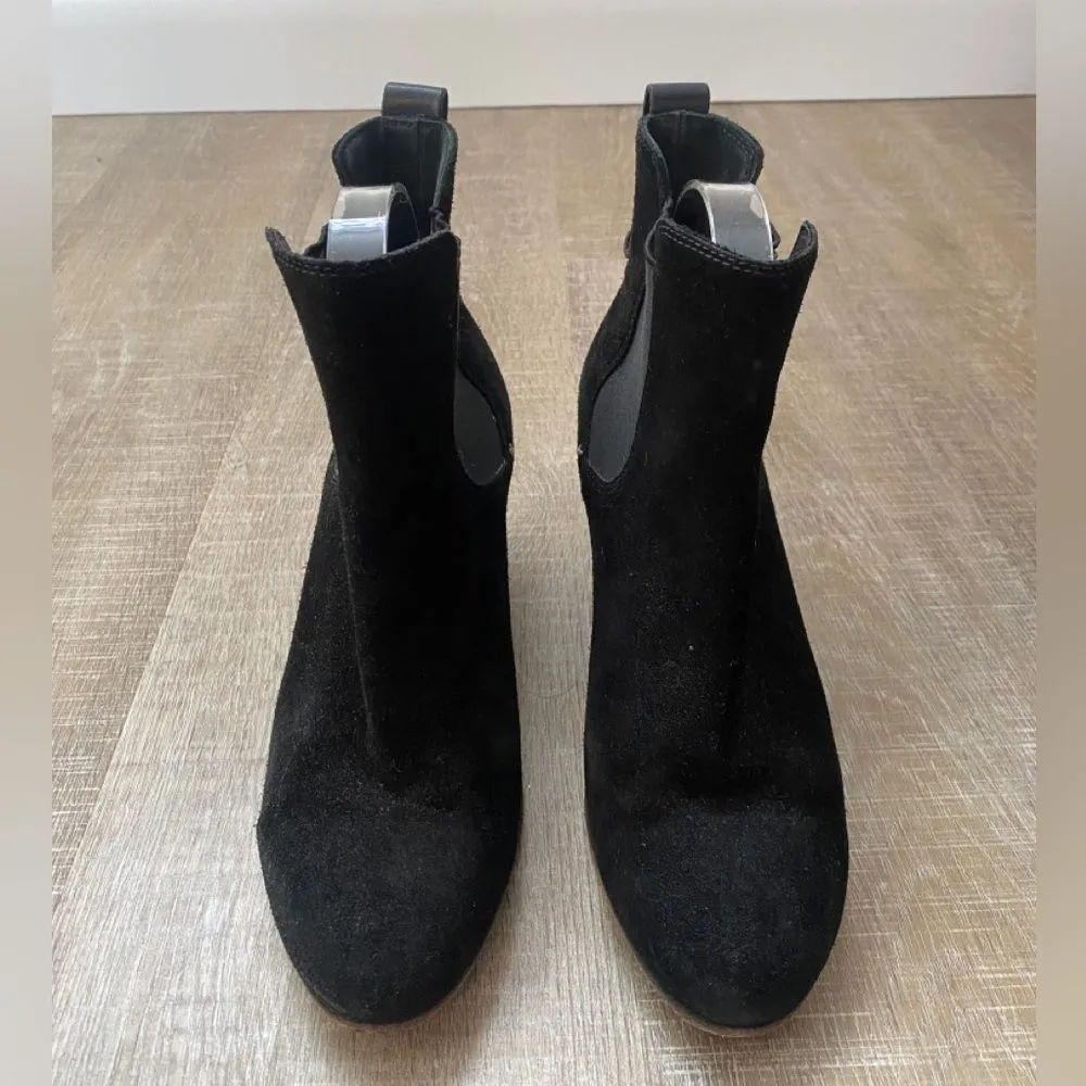 Rag & Bone Devon Boots Women's 39.5 9 Black Suede Ankle Stacked Heel Boots Biker - Image 6