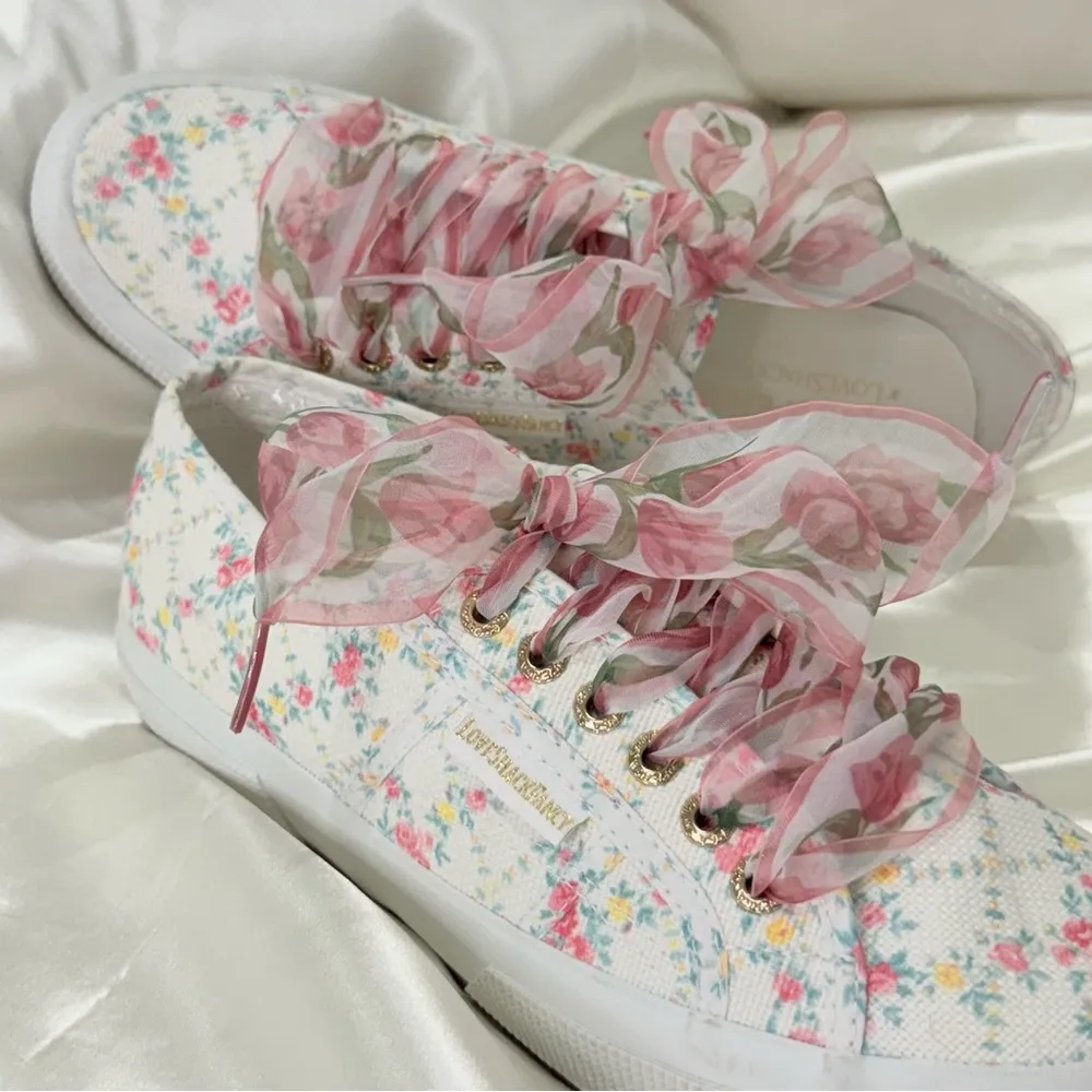 NWT Superga X LoveShackFancy Floral Sneakers 8 Ribbon Low Top Coquette Feminine - Image 16
