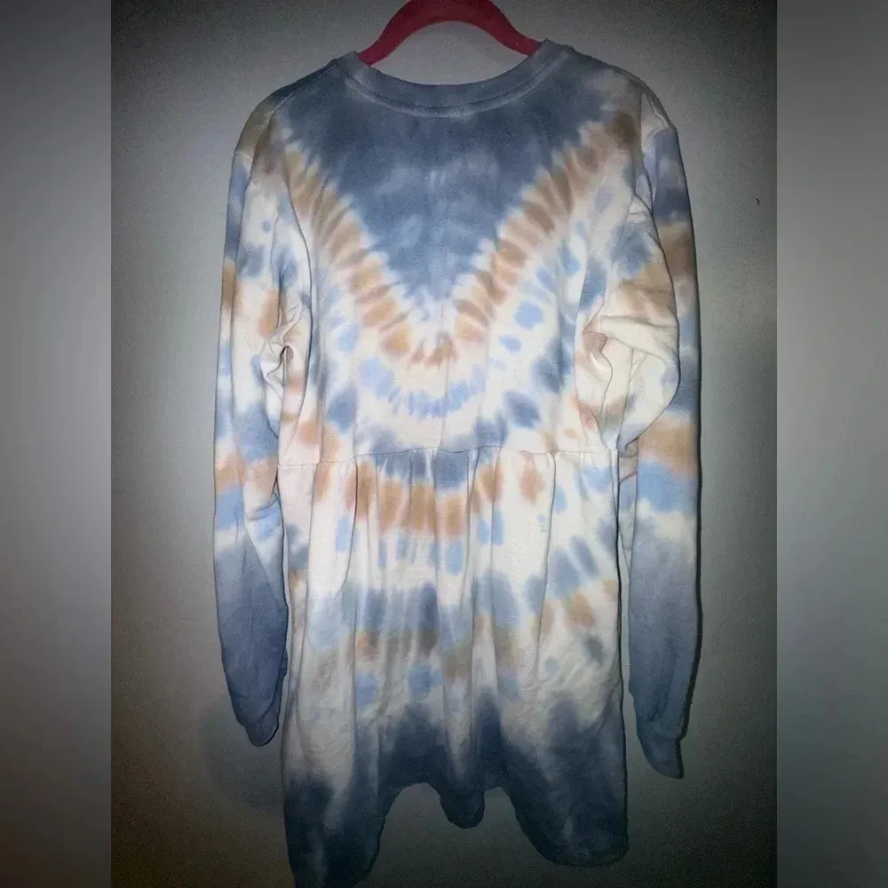 Ultra flirt women’s  brown blue Tie dye sweatshirt long sleeve dress‎ size XL - Image 2