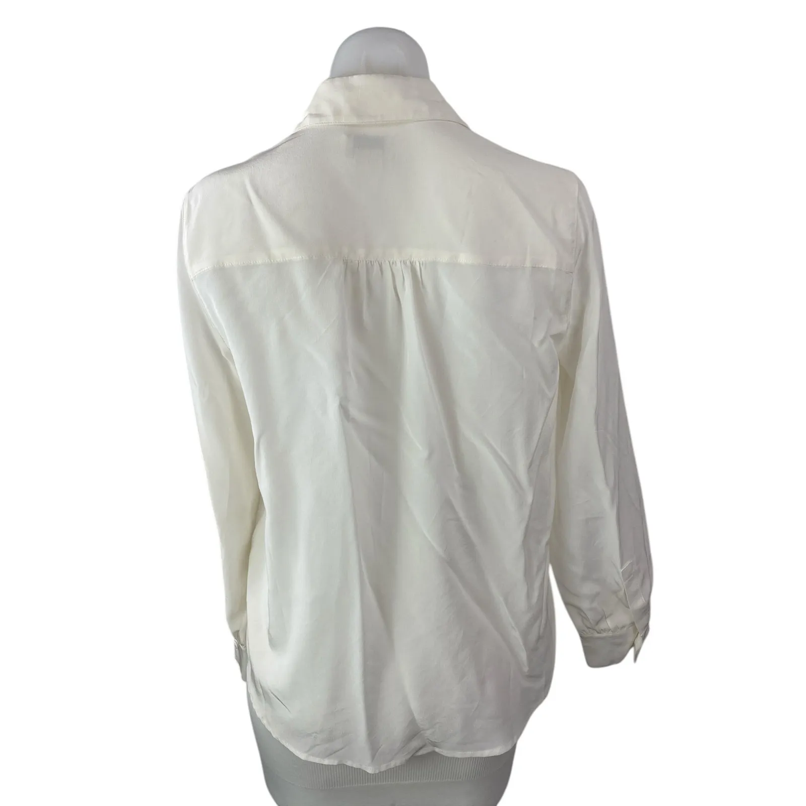 Club Monaco Women's White 100% Silk Long Sleeve Button Down Shirt Top Size S - Image 2
