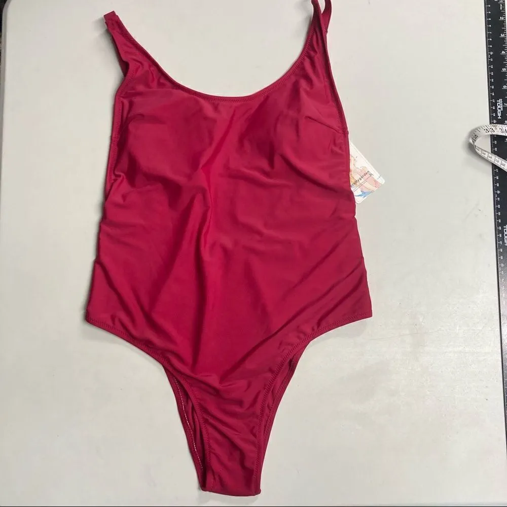PRETTY GARDEN Red One Piece Swimsuit Size Large‎ Red - Image 7