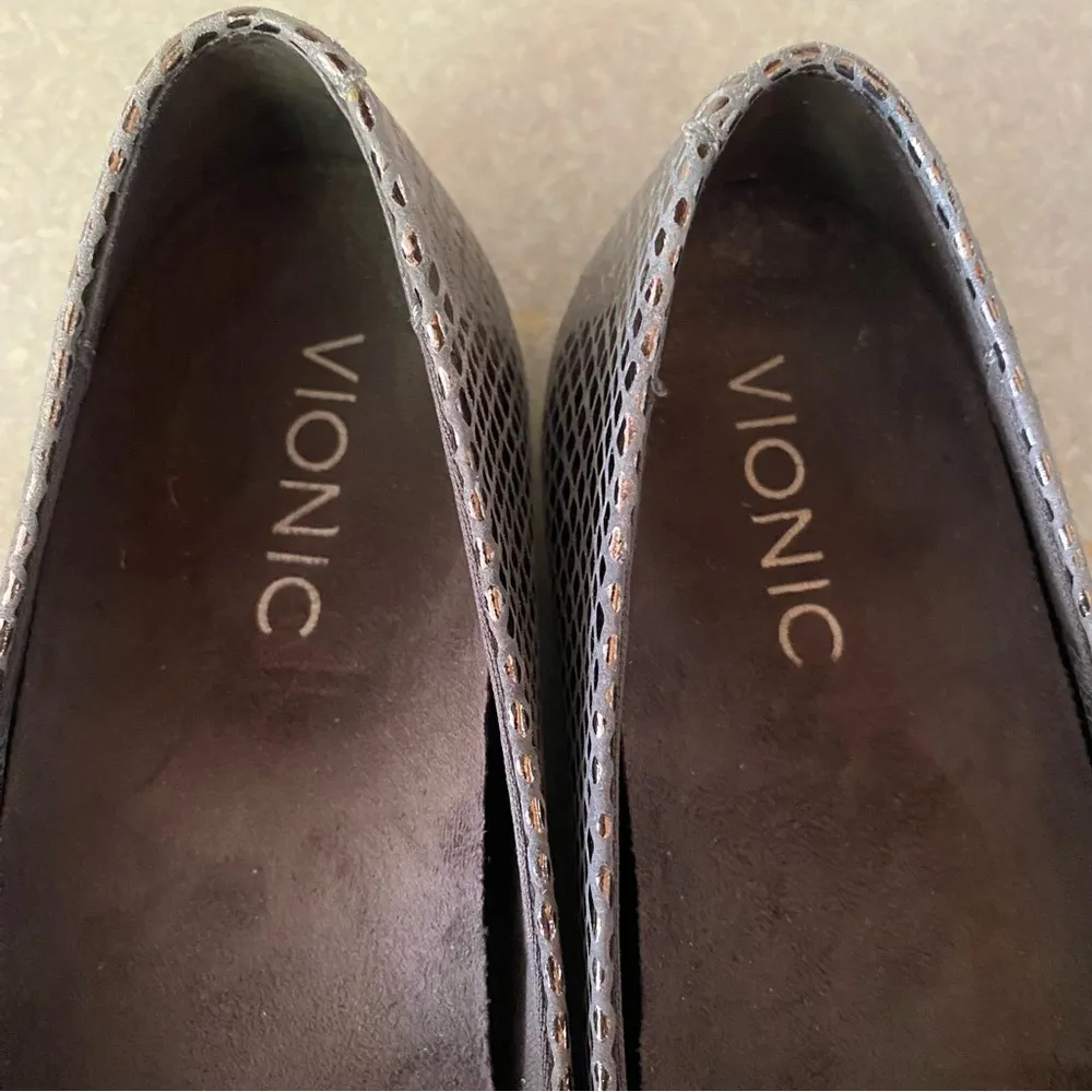 Vionic Gunmetal Metallic Snake Caballo Minimalist Old Money Coastal Ball… - Image 9