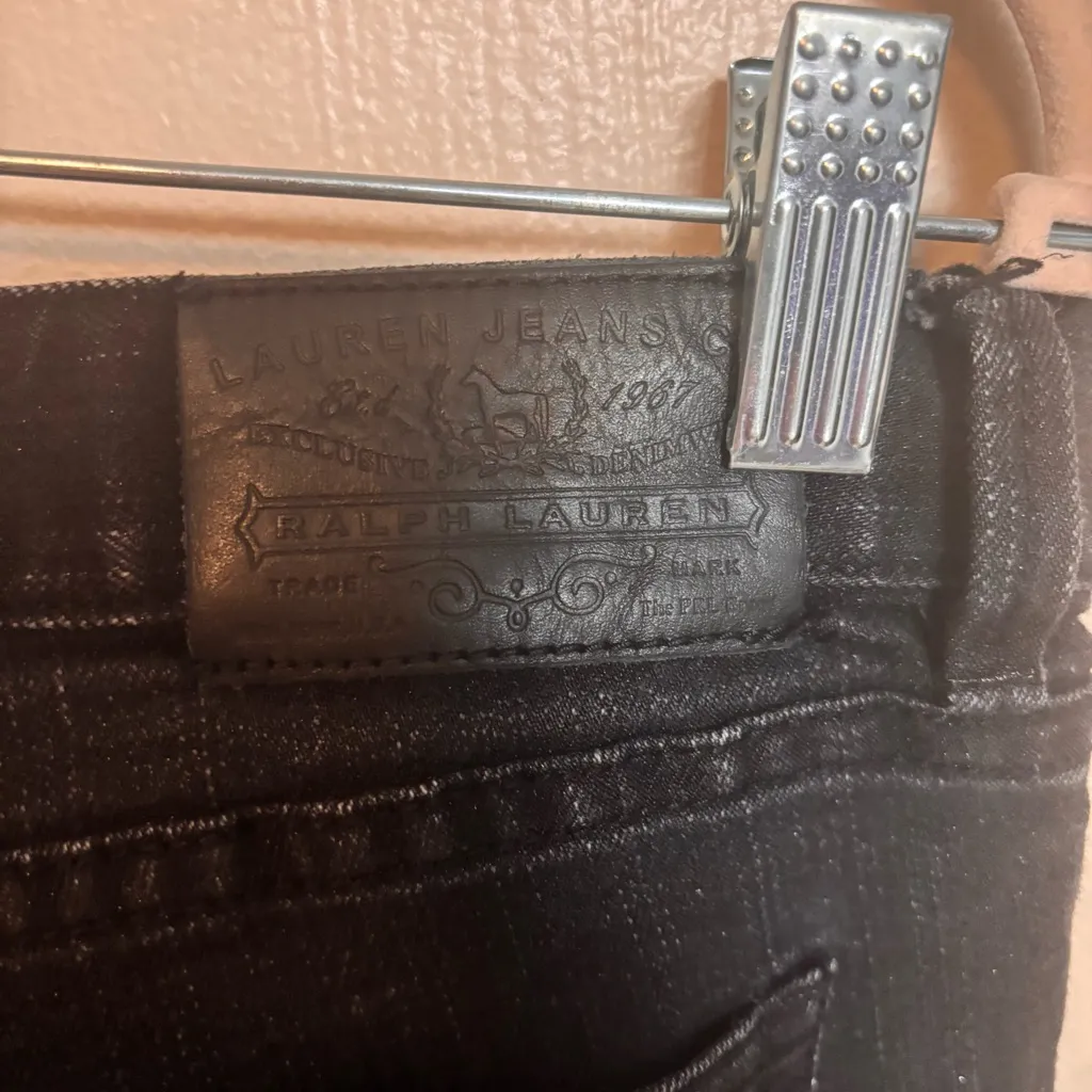 LRL Lauren Jeans Co Women’s Jeans Modern Slim Black Shiny Embellish Size 10 - Image 5