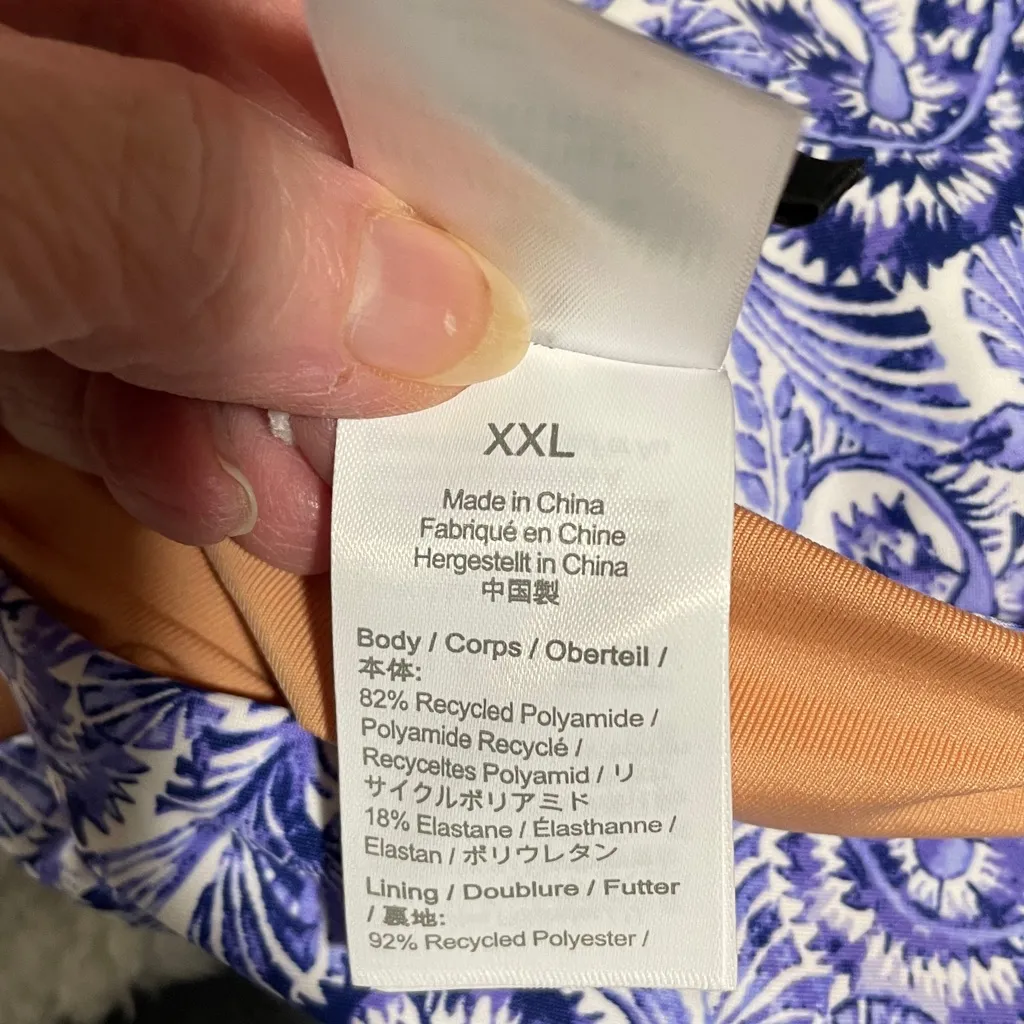 J Crew Bikini Bottom Swimsuit Side Ties High Cheeky Blue Paisley XXL(18) NWT - Image 5