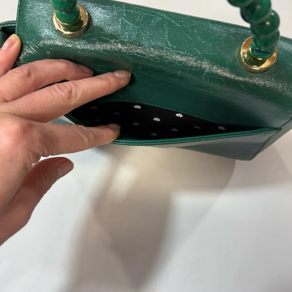 Lele Sadoughi  Leather Top Handle Bag green - Image 9