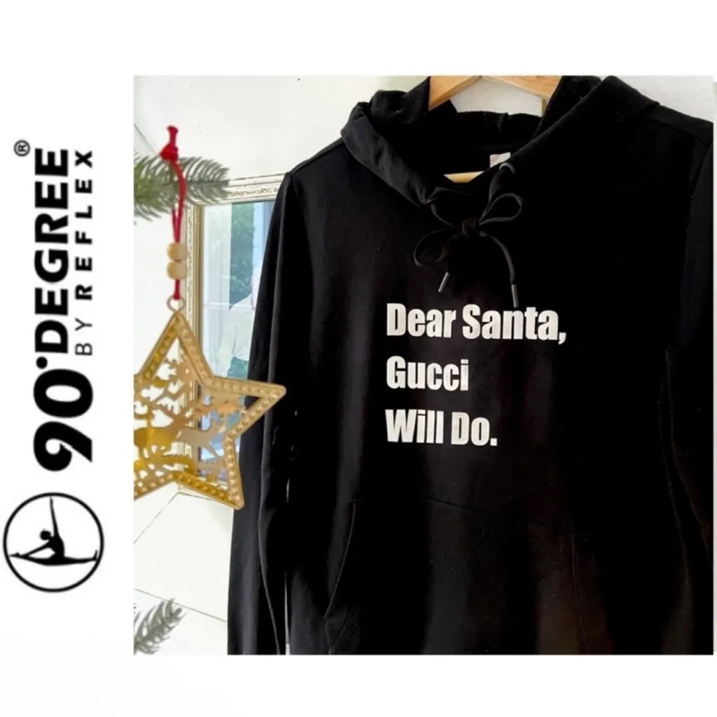 90 Degree By Reflex Black Graphic Embellished Kangaroo Pocket Hoodie - Image 8