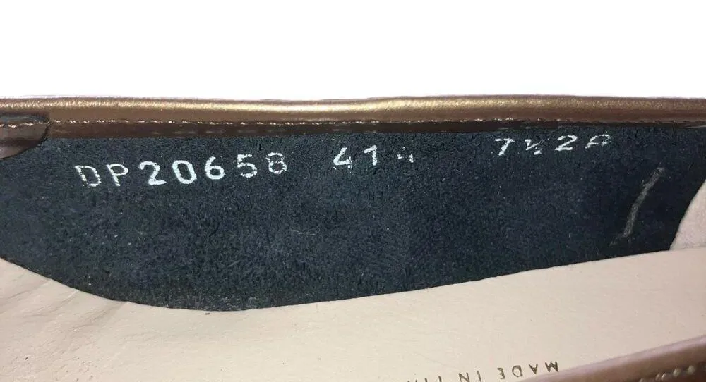 Vintage 90s Salvatore Ferragamo Boutique Bronze Shoestring Bow Ballet Flat-7.5 - Image 10