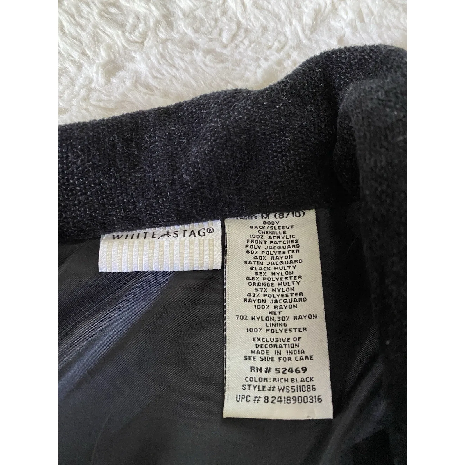 Vintage White Stag Tapestry Jacket Full Zip Dressy Medium Embroidered - Image 3