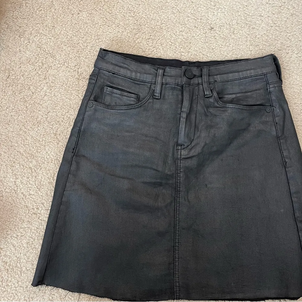 Frayed Edge Milla Black Coated Denim Mini Skirt in Spartacus - Image 8