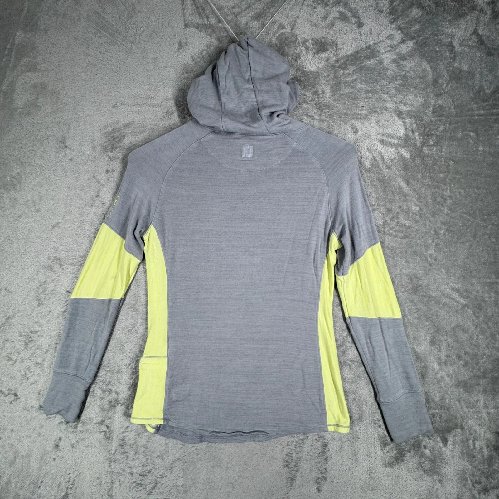 FootJoy Hoodie Womens Small Gray Neon Yellow Golf Layer Activewear Athleisure - Image 3