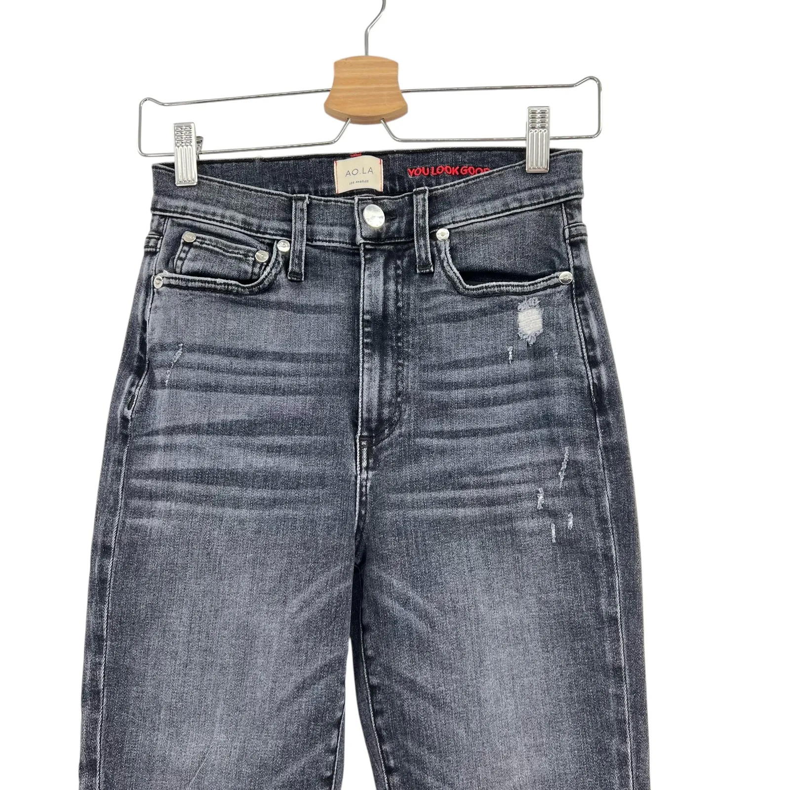 Alice + Olivia Good High‎ Rise Ankle Skinny Jeans Black Magic Wash Size 27 - Image 5