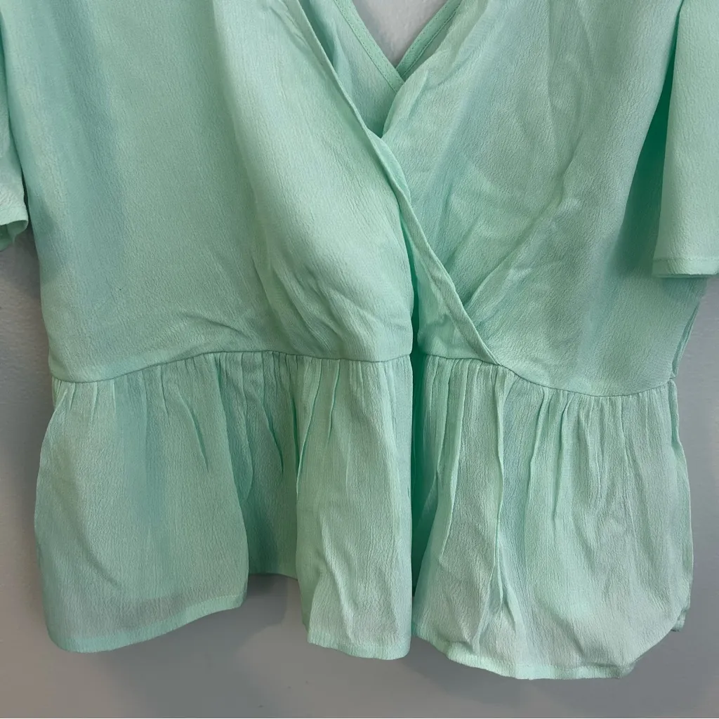 NWT Asos Mint Green Short Angel Sleeve Peplum Tea Blouse Tie Waist Size 6 - Image 9