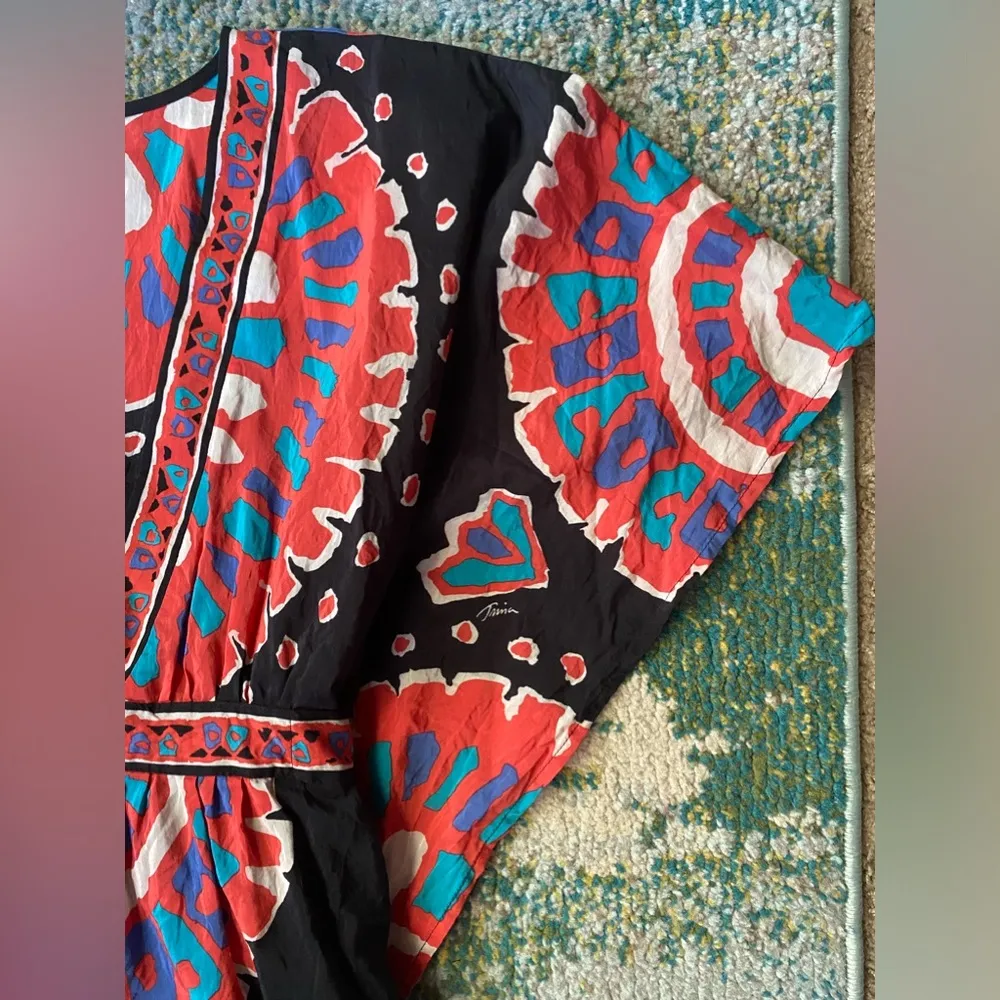 silk blend kimono waist tie resort beach dress, size medium - Image 2