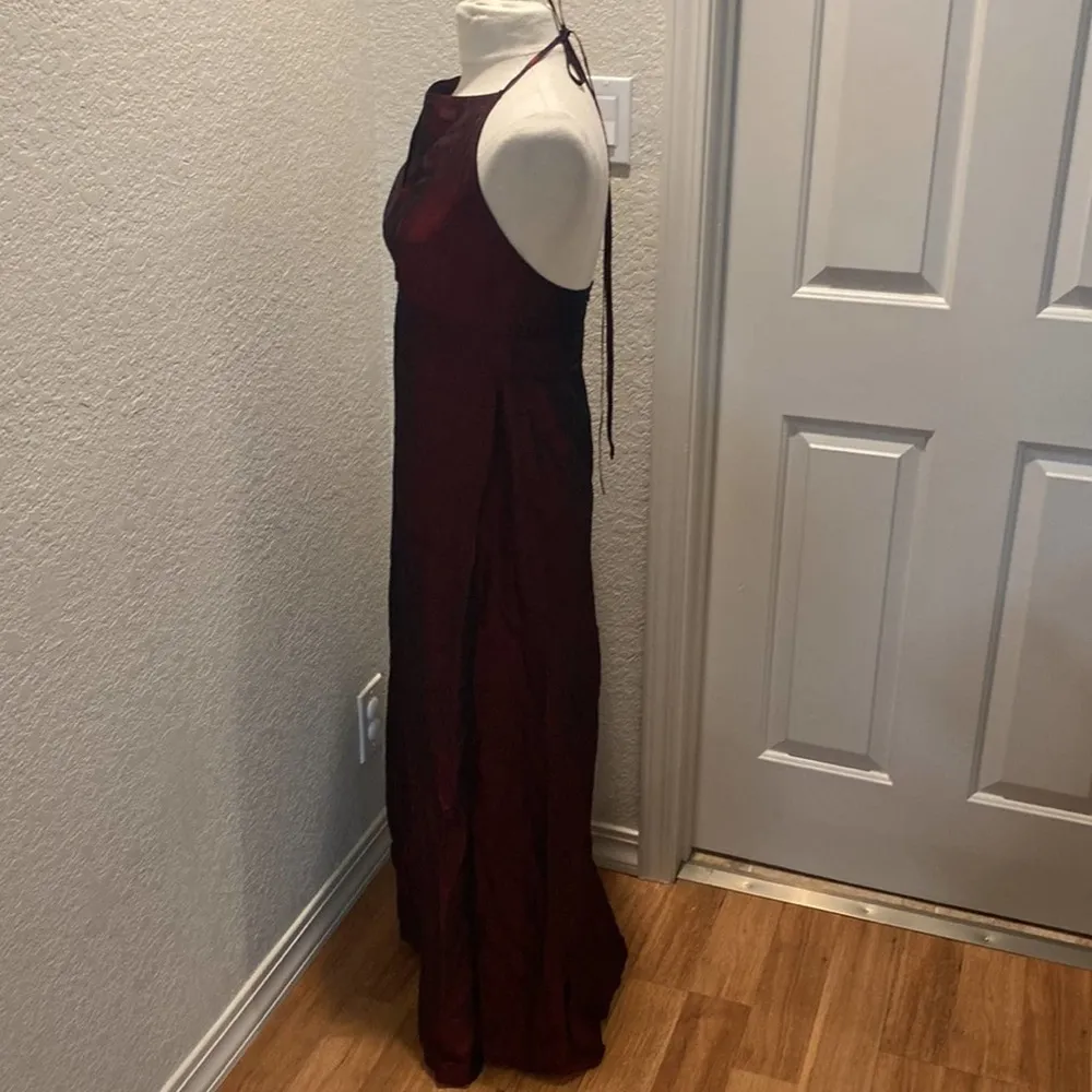 Vintage Y2K Crepe Iridescent Maxi Dress Maroon Black Sz Lg Acetate 90’s Metallic - Image 30