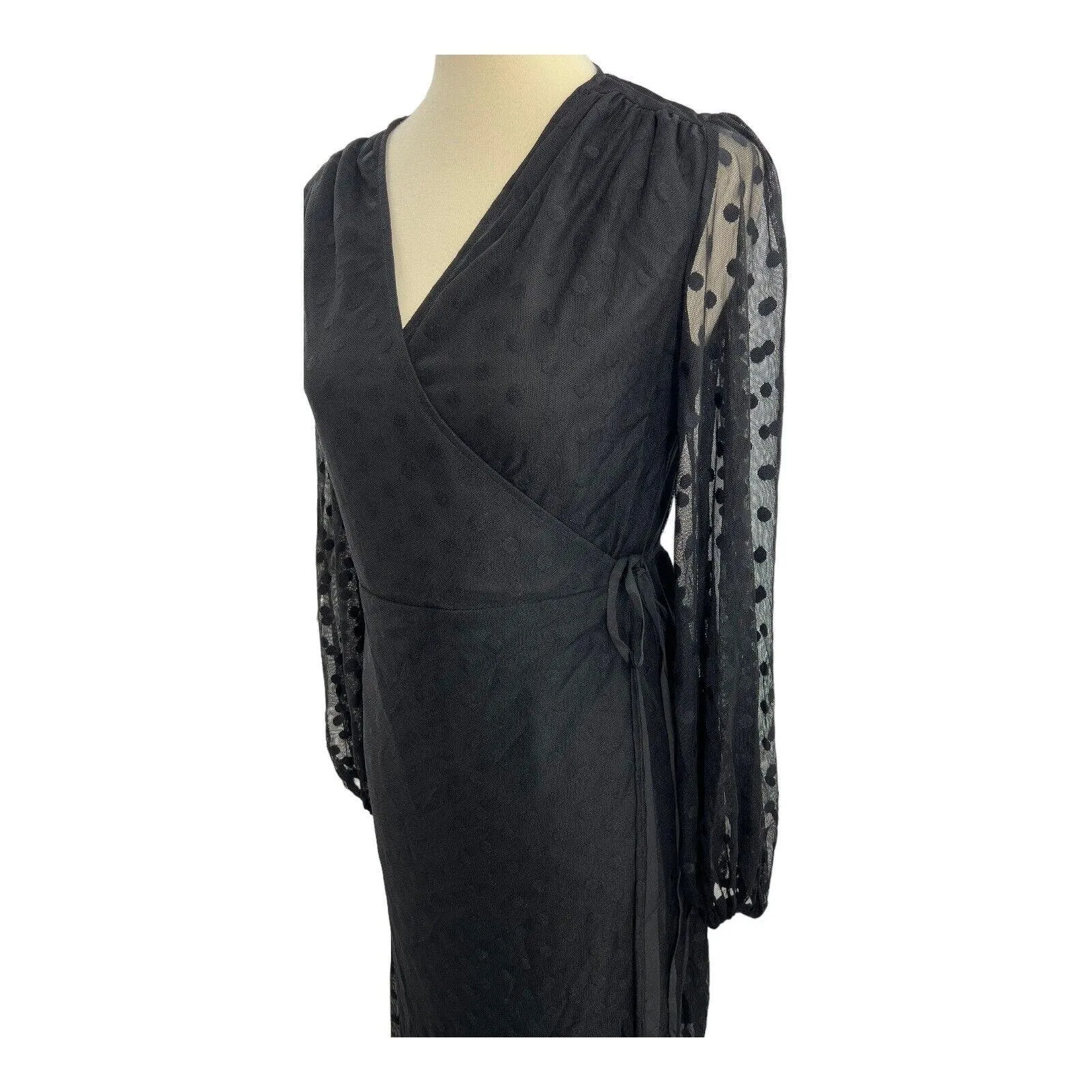 Yumi Kim Wicked Game Wrap Maxi‎ Dress Swiss Dot Black Small New - Image 4