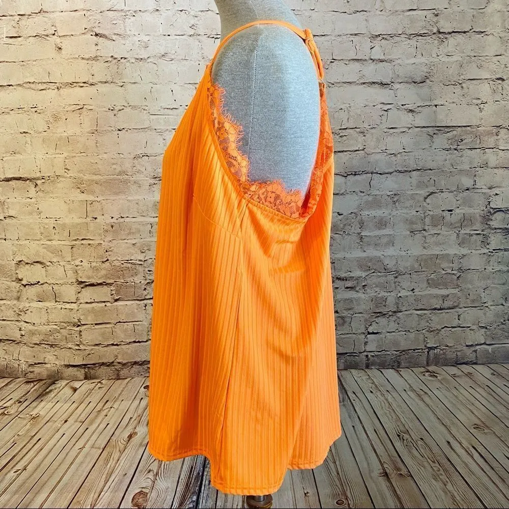 White Birch Orange Lace Detail Racerback Tank Top Ribbed XL - Image 4