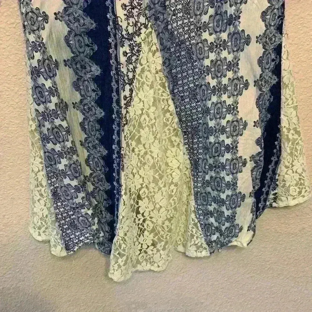 Rue 21 blue white cardigan sz s paisley lace girly festival concert boho *flaw - Image 9