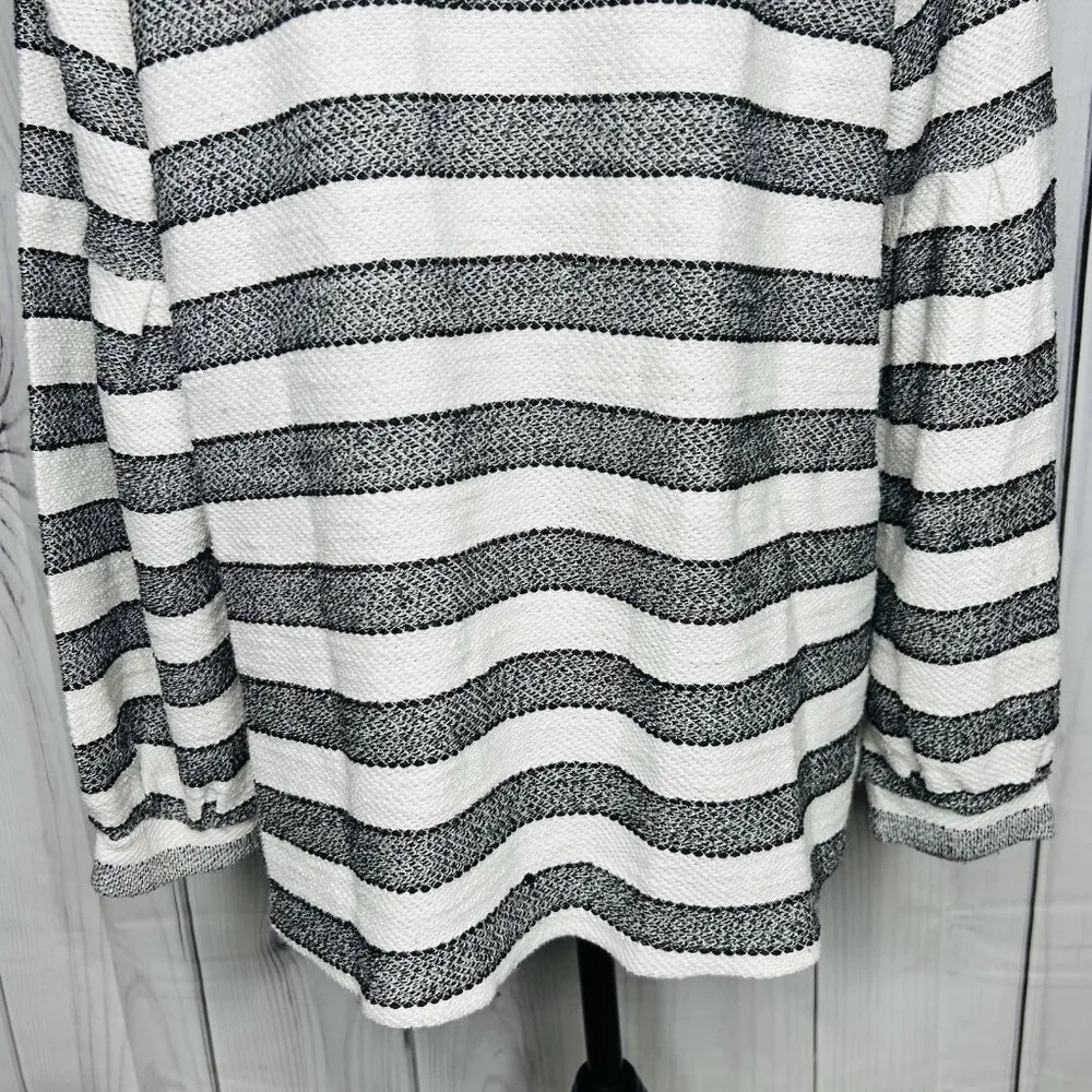 Style & Co Sweater Size L Black White Striped Long Sleeve Woven Knit - Image 9