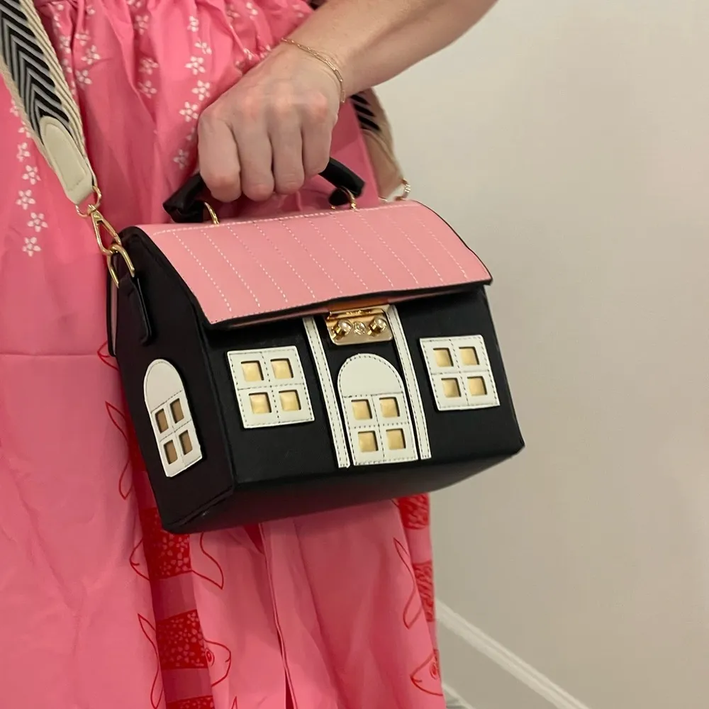 Novelty House Purse Crossbody Cottagecore Kawaii Dollhouse Custom Boho Strap Pink - Image 4