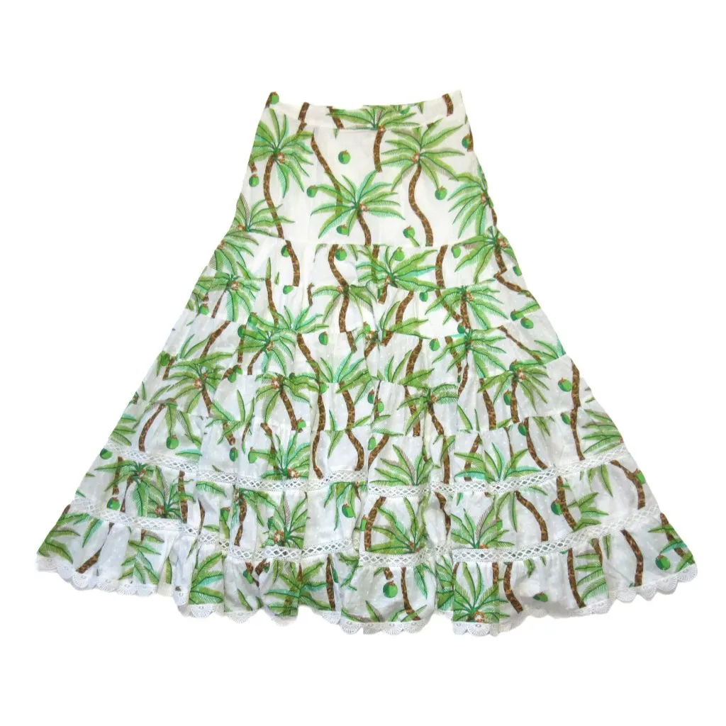 NWT Farm Rio Swinging Palm Maxi in White Swiss Dot Cotton A-line Skirt M $190 - Image 4