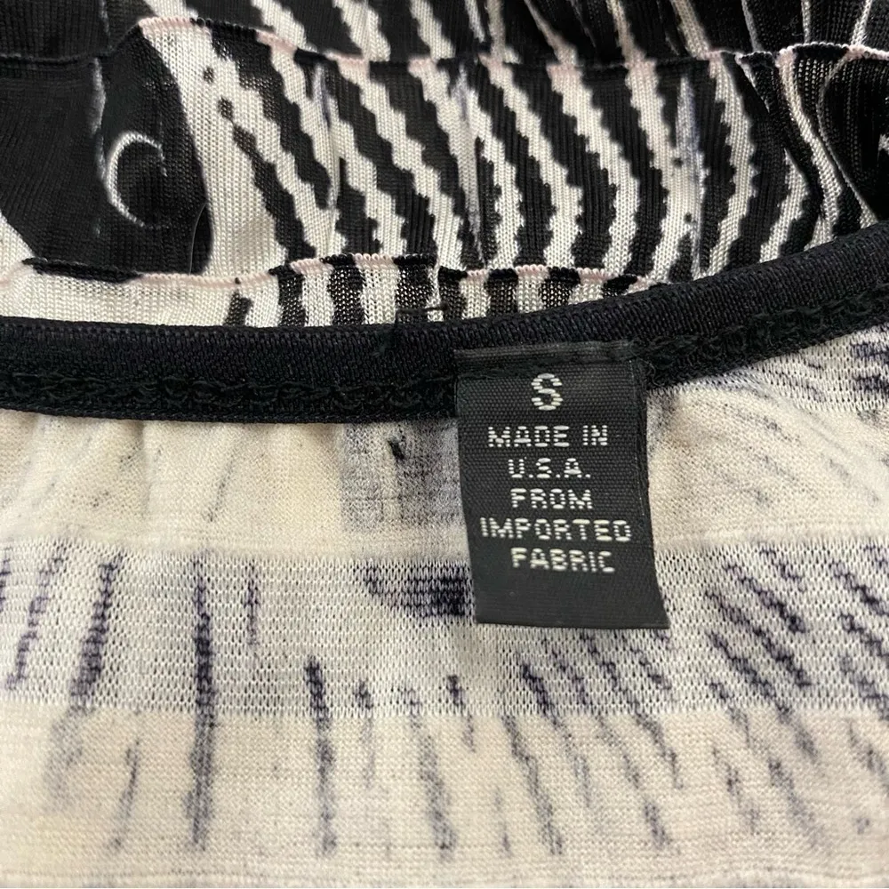 Notations Tiered Sleeveless Blouse Black White Small - Image 4